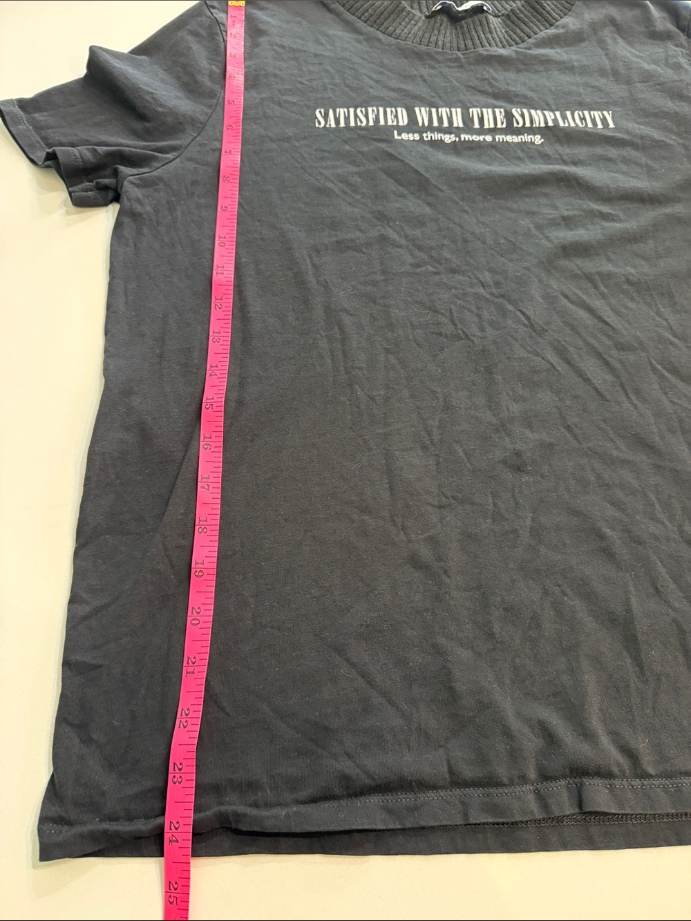 Zara Black Minimalist Slogan Graphic Tee Ribbed Neck Short Sleeve | Size L - Picture 9 of 9